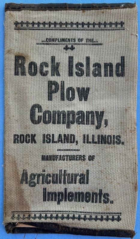 Vintage Rock Island Plow Company Farmer’s Pocket Ledger, Cloth Cover 1800's