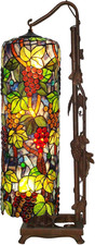 L10399 Grapes Tiffany Style Stained Glass Long Cylinder Table Lamp, Floor Lamp,