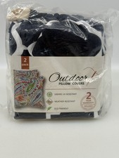 Outdoor Waterproof Throw Pillow Covers 18" x 18" Navy White Pack of 2