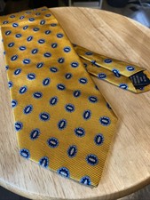 Brooks Brothers Makers Tie Silk Gold Woven In England Made In USA 3.75”