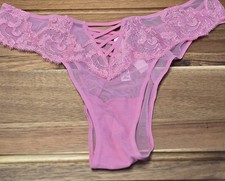 Victorias Secret Dream Angels Boho Floral Embroidered Brazilian Panty Pink M NWT
