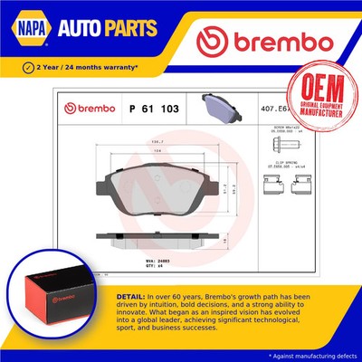 Brake Pads Set fits OPEL CROSSLAND X 1.6D Front 2017 on Brembo 1647863580 New