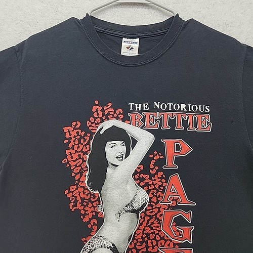 Jerzees 2008 Bettie Page Graphic T Shirt Cotton Black And Red Mens Size Medium - Picture 2 of 13