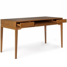 Escritorio De Madera Maciza Con Cajones, Color Marrón, 80 X 55 X 75 Cm