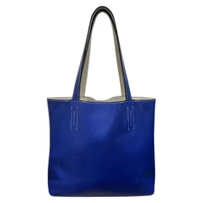 HERMES Double Sens 28 Handbag Togo Leather Blue Electric Etain #OK3018