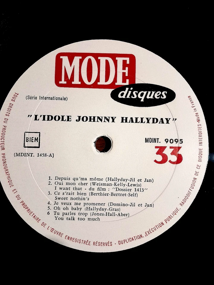 RARE LP J. HALLYDAY L'Idole MDINT9095 Sticker Pub + Insert + Languette 1963 - Image 4 of 4