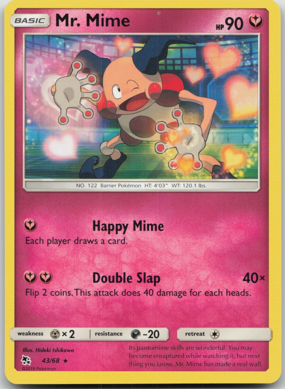 Mr. Mime 43/68 Rare Hidden Fates LP Normal
