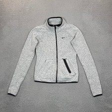 Nike Tech Fleece Full Zip Jacket Heather Grey Women XS Thumbholes Sporty Jacket