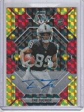 Tre Tucker 2023 Panini Mosaic Red/Yellow Choice Fusion Prizm Rc Auto