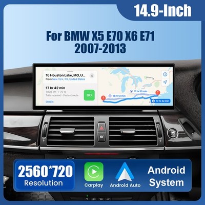 14.9'' Android 14 Auto/CarPlay Radio for BMW X5 E70 X6 E71 CIC Car Stereo 4G+64GB