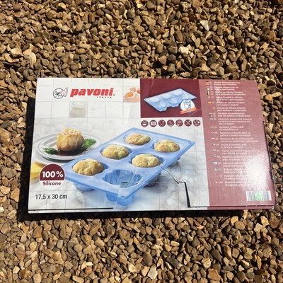 6 x Rosen-/Blumenform Muffin Silikon Backblech, 17,5 x 30 cm, Pavoni-Italien