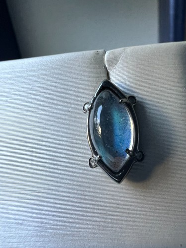 ALBERIAN & AULDE Labradorite Earrings Set in Oxidized Sterling w/Diamond Accents - Picture 2 of 11