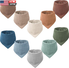 10 Pack Baby Muslin Bandana Bibs for Drooling and Teething  100 Cotton Bibs fo