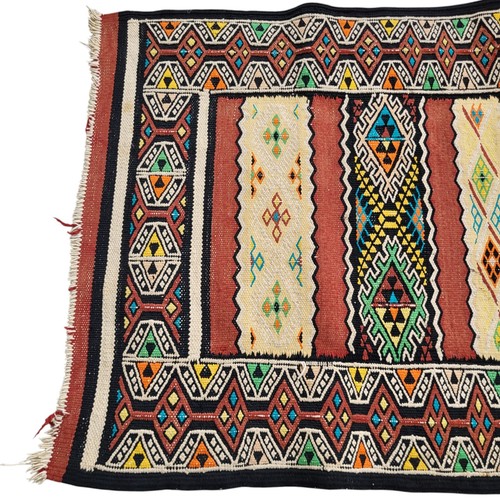 Rare Vintage Moroccan Kilim Rug Handmade Tribal Berber Geometric Wool Carpet - Picture 15 of 23