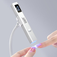 Cordless Nail Lamp with Stand, Mini Handheld UV Light with LCD Display for Gel N