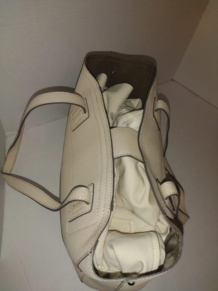 Bolsa satchel de couro bege genuíno B. Makowsky com bolsa removível com estampa de animais - Imagem 3 de 4