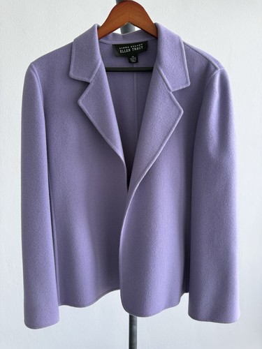 Linda Allard Ellen Tracy 100% Wool Blazer Jacket Size 14 Lavender Purple
