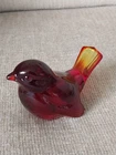 Fenton Ruby Red Glass Bird Figurine Pressed Logo Mark 4" Vintage