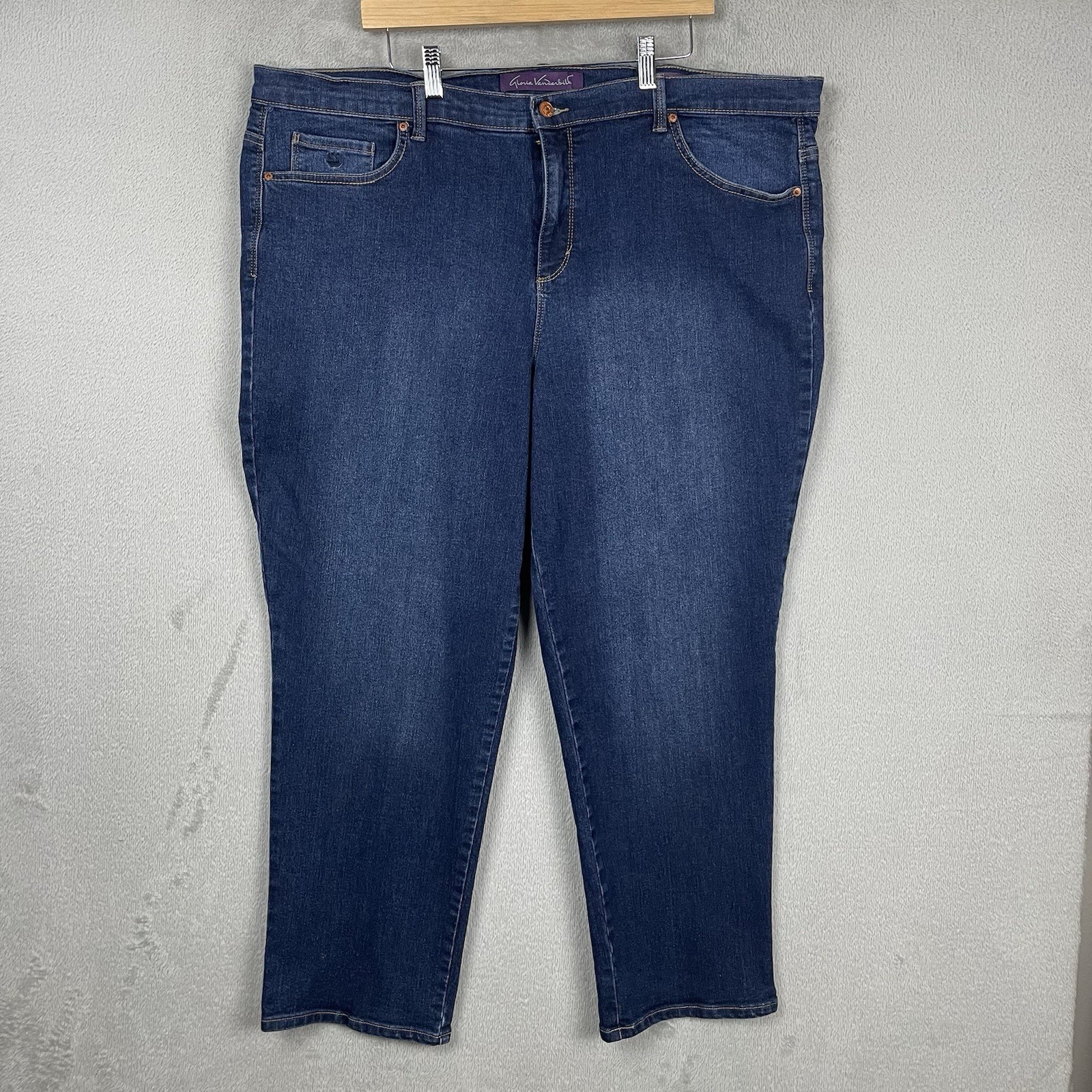 Womens 20w Short Blue Amanda Straight Leg Denim Stretch