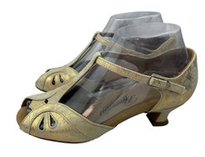 Diamant T-Strap Dance Shoes Girls Youth 3.5 Gold Metallic Leather Tango Salsa