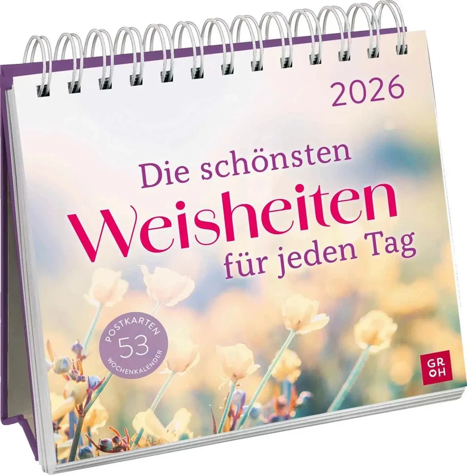 GROH VERLAG Postkartenkalender 2026: Die schönsten Weisheiten für jeden Tag | Kalender 2026