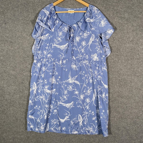Linea Weekend Dress Womens 18 Blue Floral Bird Kaftan Knee Length Lined