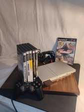 🔥Sony PlayStation 2 Slim Console Silver Memory Card 6 Games Works Great Ps2 Lot