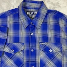DIXXON FLANNEL Co Ocean Blvd Shirt Button Down SS Men’s Medium Bamboo Blue Plaid