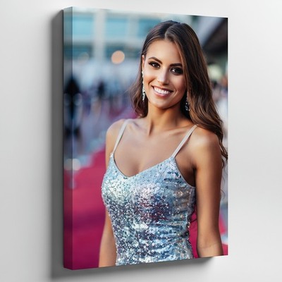 Create An Image Of A Young Woman With Long, Flowing Brown Wall Art Canvas Print