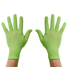 Short Mesh Gloves - Elastic Breathable Elegant Sheer Sun Extra Long Green