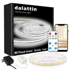 dalattin Cob Led Strip Light 24 v 16.4 ft 6500K Bright White with Remote and ...