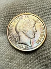 1902-P Colorful AU Barber Silver Dime Great Toning High Grade