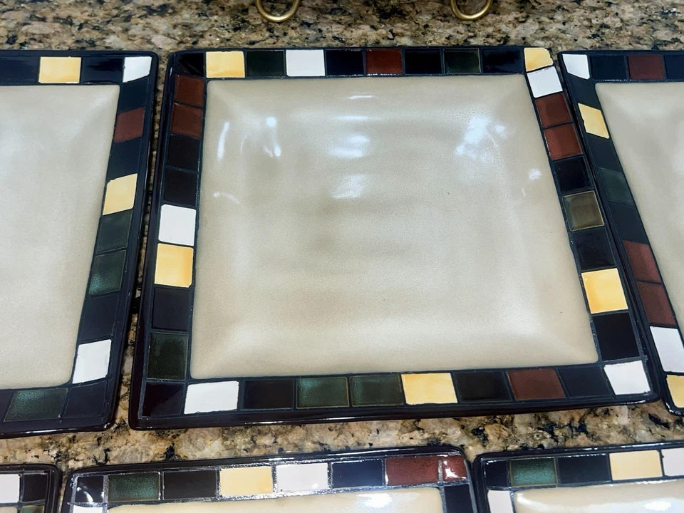 8 Better Homes & Garden Mosaic Tile Ceramic 11” &7-7/8" Dinner & Salad Plate Set - Image 4 of 4