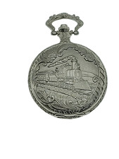 NEW Silver Train Locomotive Steampunk Retro Chain Analog Quartz Pocket Watch