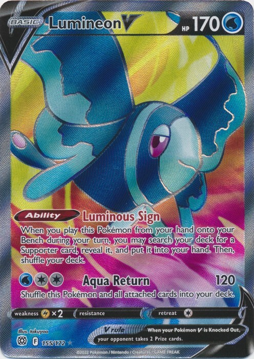 Lumineon V Full Art 155/172 Ultra Rare  Brilliant Stars Pokemon TCG