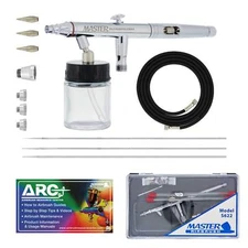 MASTER Dual-Action Siphon Feed AIRBRUSH KIT SET w-3 TIPS Hobby Cake Art