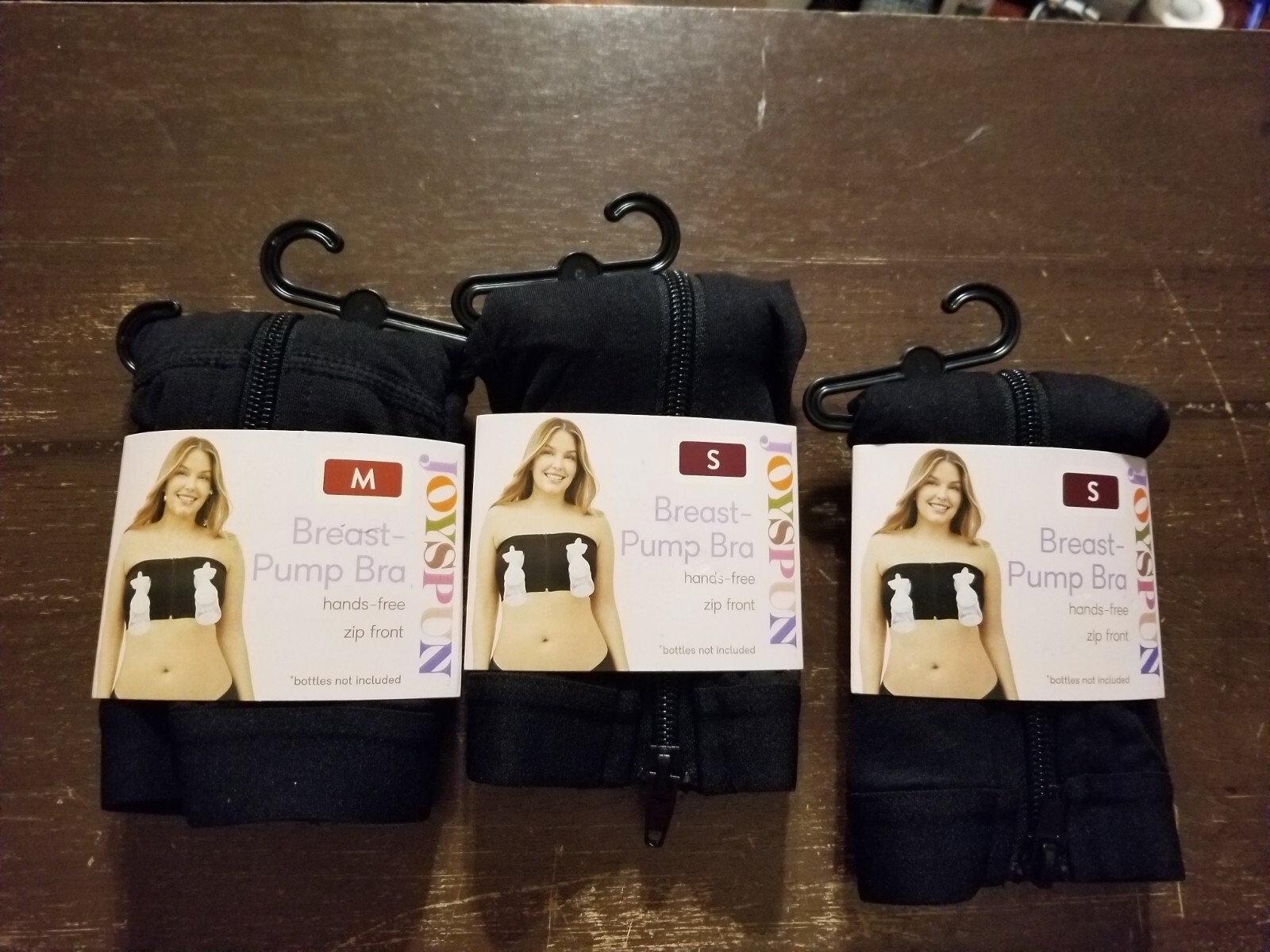 Joyspun Hands-Free Front Zip Pumping Bra Size S & M Black 3-Pack-image