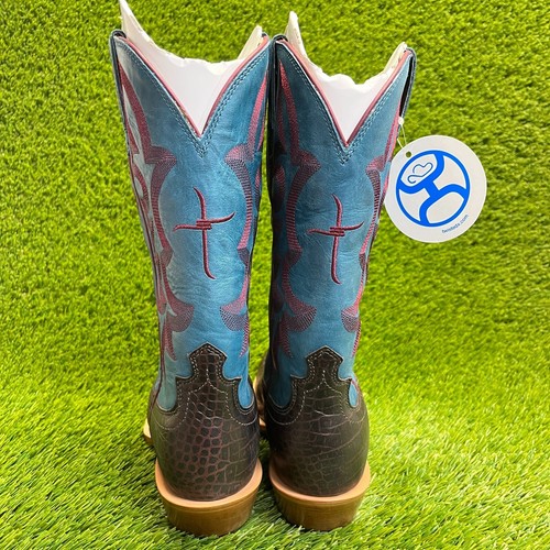 Twisted X Hooey 12" S Toe Womens Size 9 Blue Coffee Outdoor Cowboy Western Boots - Picture 6 of 10