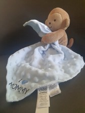 Child of Mine Carters Blue minky lovey Monkey rattle baby toy I Love Mommy