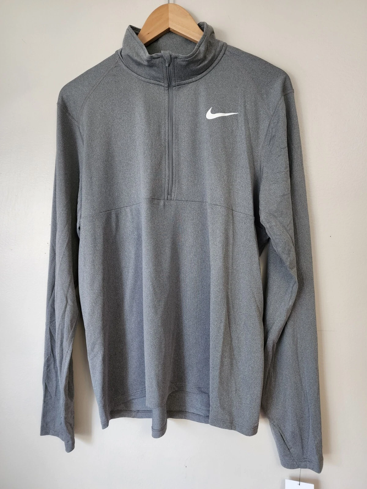 Nike Dri-Fit Long Sleeve 1/4 Zip Size Large Pullover Grey Shirt 926270 063 Nwt