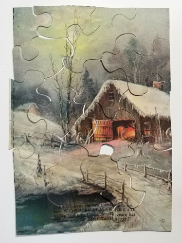 Rompecabezas antiguo de publicidad de pan Weber Pullman granja nevada - Imagen 1 de 12