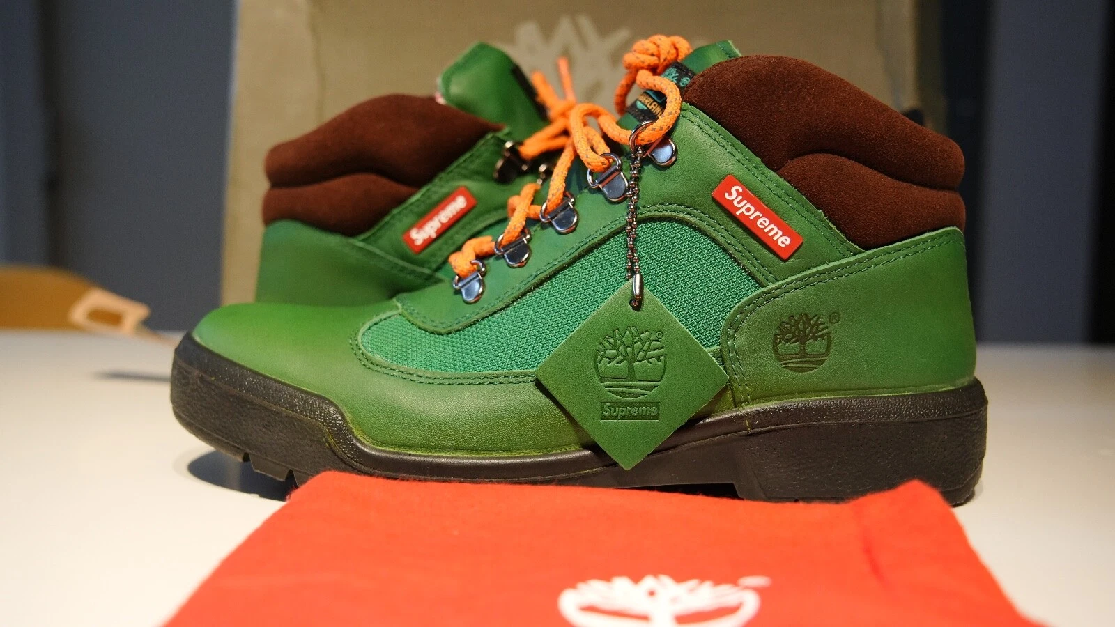 DS SUPREME TIMBERLAND FIELD BOOTS VERTES 8