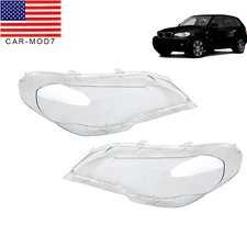 2x Front Left Right Headlight Lights Lamps Cover For BMW X5 E70 2008-2013 Clear