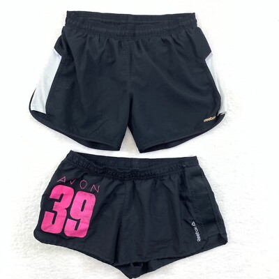 Set Of 2 Reebok Avon Running Shorts Women Size S Black Active Athletic