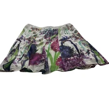 Lane Bryant Midi Skirt Women's White Purple Green Watercolor Pleated NEW 18/20
