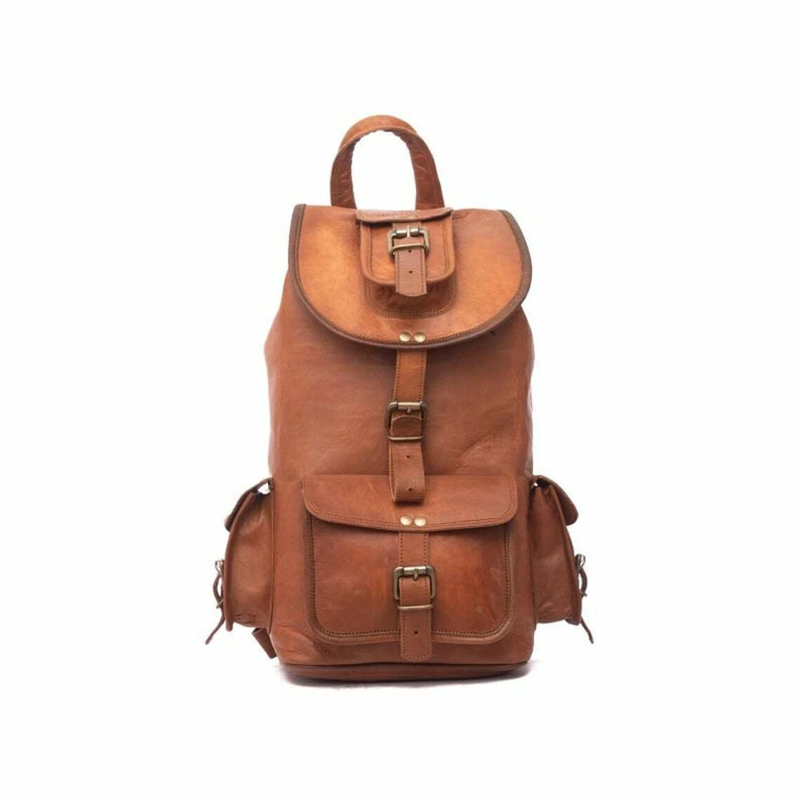 Backpack Leather Large Compertment Laptop Mens Travel Black Rucksack Satchel