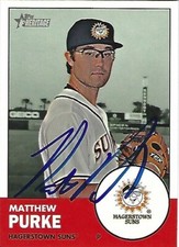 Autographed 2012 Topps Heritage Minors #155 Matthew Purke Washington Nationals  