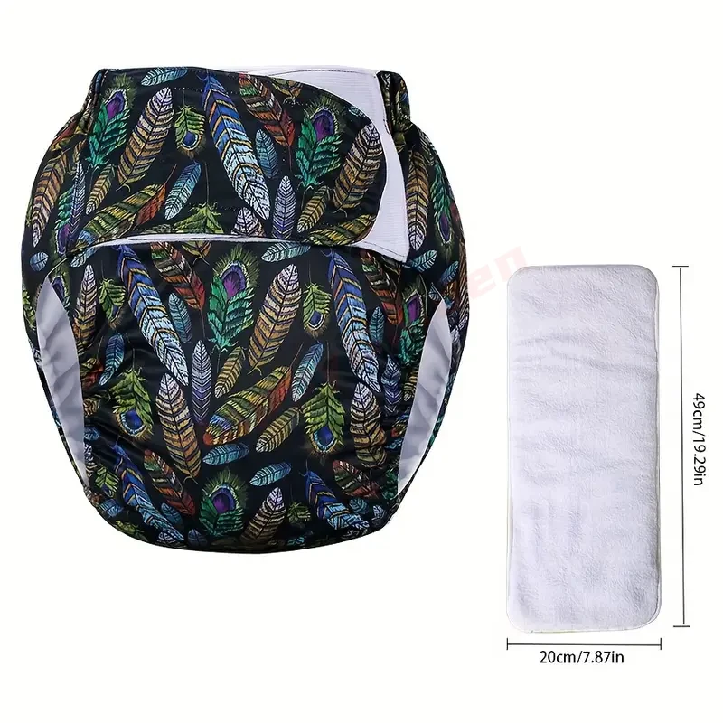 2 Pack Unisex Adult Reusable Incontinence Cloth Diapers with Insert Pad Washable