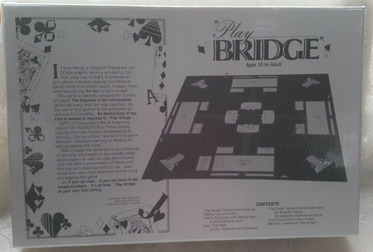 PLAY BRIDGE at Your Very First Sitting Guaranteed 1989 Allan Cahn Board  Game Set