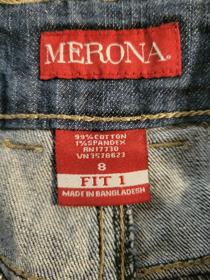 Pantalones Cortos Mujer Denim Prefaded Merona Fit 1 Frente Plano Talla 8 Usados en Excelente Condición Foto 3 de 3